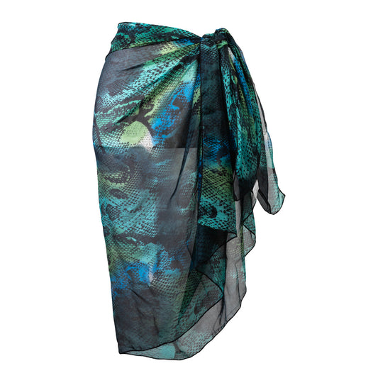 Long Silk Sarong - Ocean Blaze