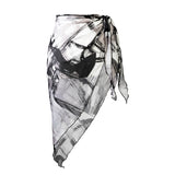 Short Silk Sarong - Ink Splash