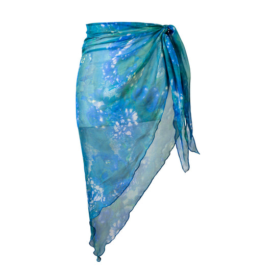 Short Silk Sarong - Angelic Blue