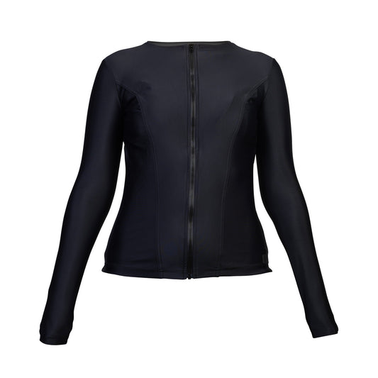 Swimwear Slimline Round Neck, Long Sleeve Tankini Top - Black