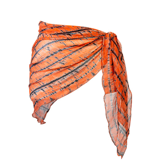 Short Silk Sarong - Sunset Orange