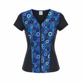Swimwear Slimline V Neck, Cap Sleeve - Waterwheels