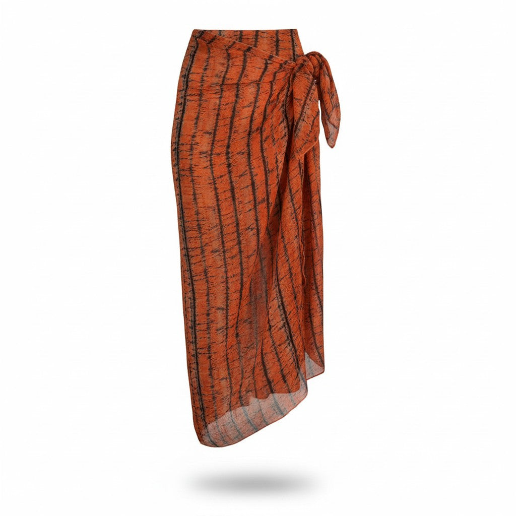 Long 100% Silk - Burnt Orange & Brown