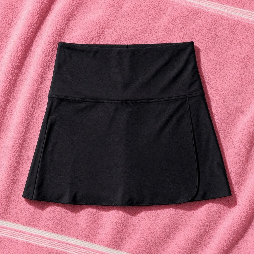 Swimwear Skort. All- in- one shorts and skirt. Black