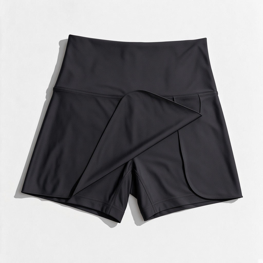 Swimwear Skort. All- in- one shorts and skirt. Black