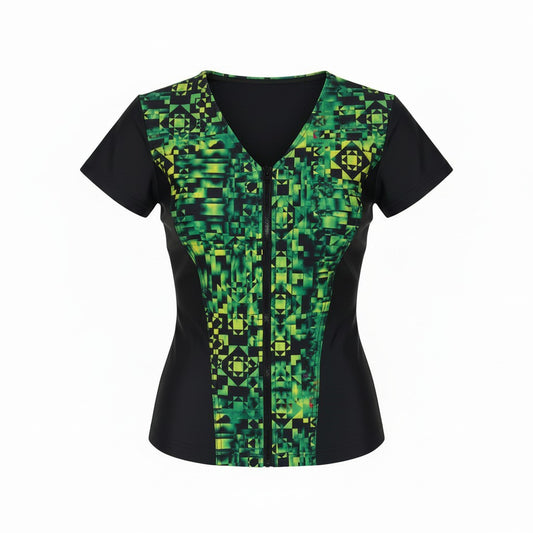 Swimwear Slimline V Neck, Cap Sleeve - Green Groove