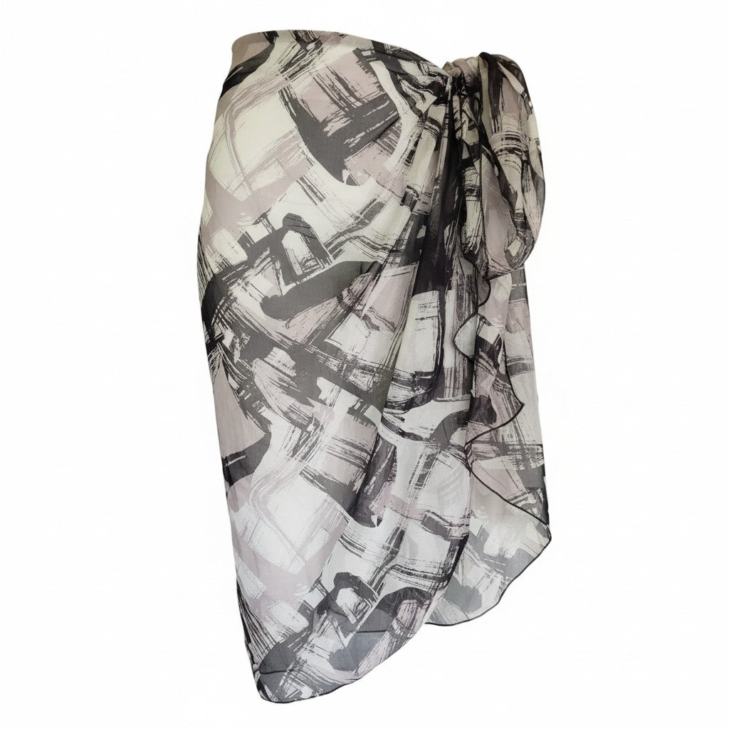Long 100% Silk - Black & White