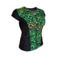 Swimwear Slimline V Neck, Cap Sleeve - Black with Green Groove print