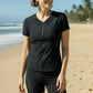 Swimwear Slimline V Neck Cap Sleeve - Black