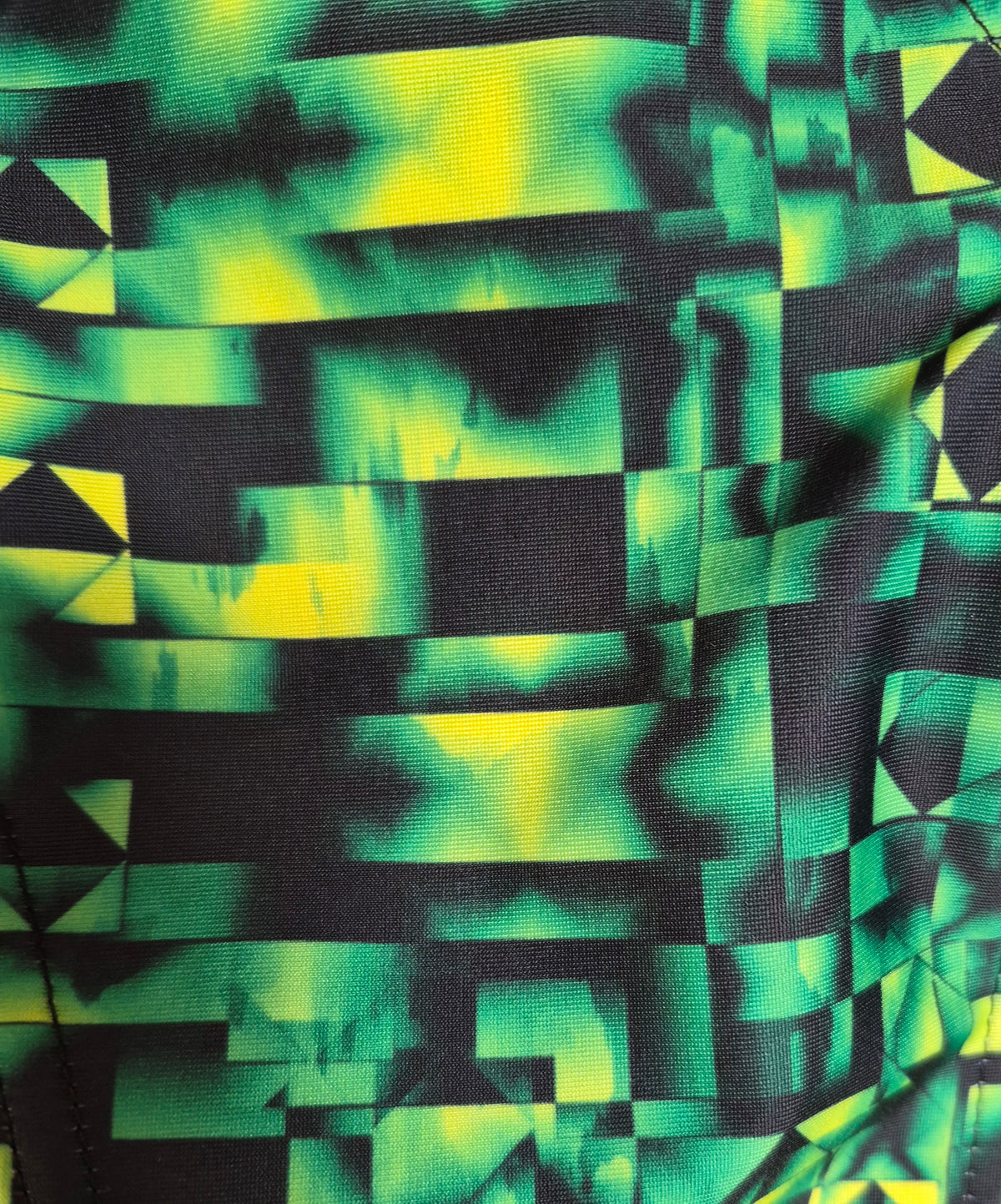 Swimwear Slimline V Neck, Cap Sleeve - Geometric Greens