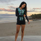 Swimwear Slimline V Neck, Long Sleeve  -  Jungle Green